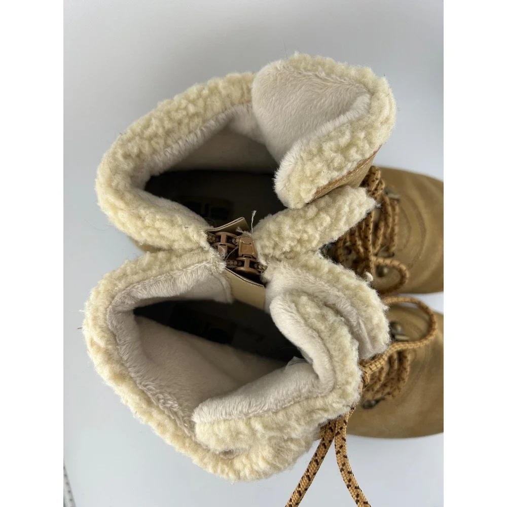 JBU by Jambu Blue Creek Women's Tan Suede Sherpa Lined Lace‎ Up Winter Boots 7M